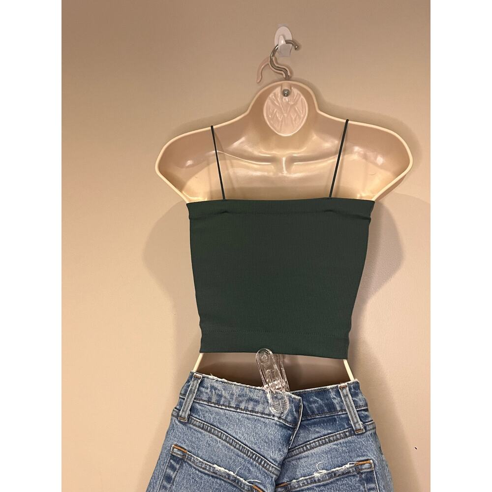 Green Ribbed Crop Top - Picture 3 of 5
